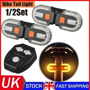 LED Bicycle Bike Indicator Rear Turn Signal Light Wireless Remote Tail Light USB