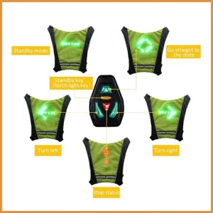 LED Wireless cycling vest men 20L MTB Bike Bag Safety LED Turn Signal Light Vest